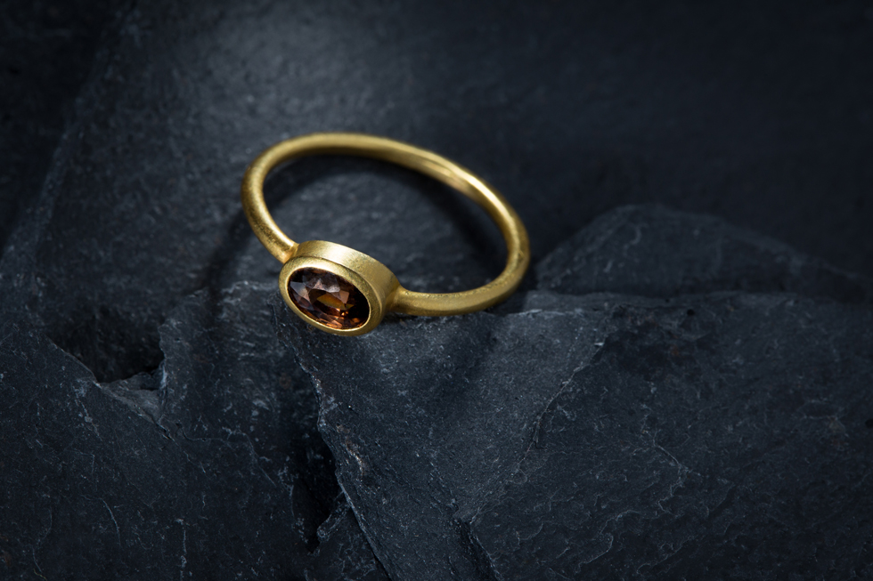 Gold ring with a cognac zircon — Yves Gratas