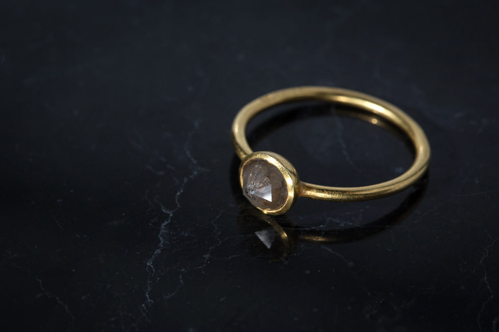 Gold ring with a gray rosecut diamond — Yves Gratas