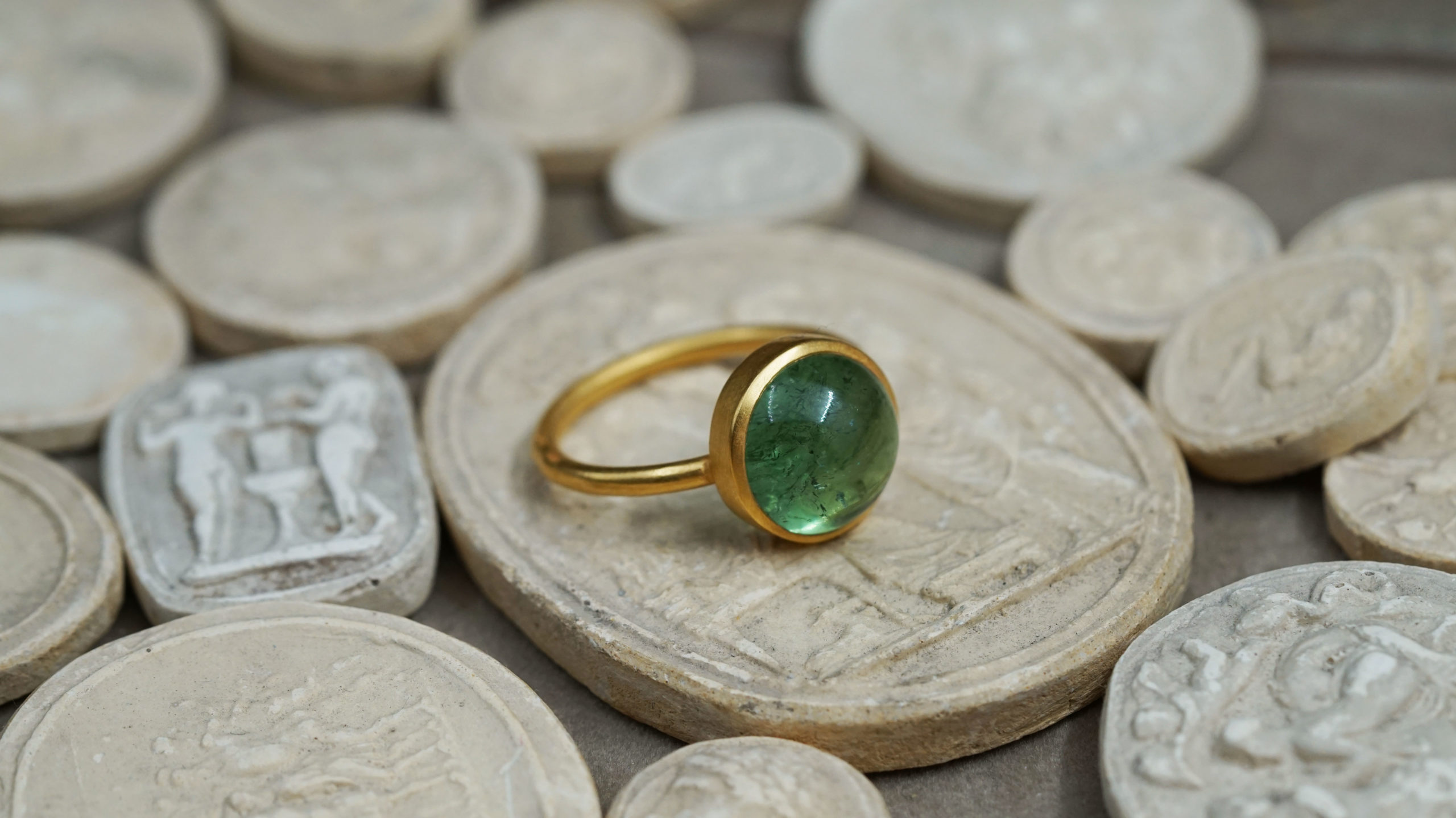bague tourmaline verte cabochon
