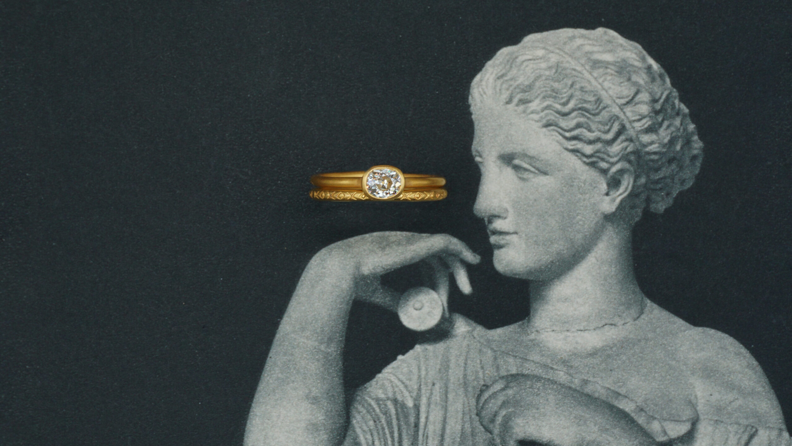 133 294 anneau circonflexe bague orphée corps en lyre diamant taille ancienne