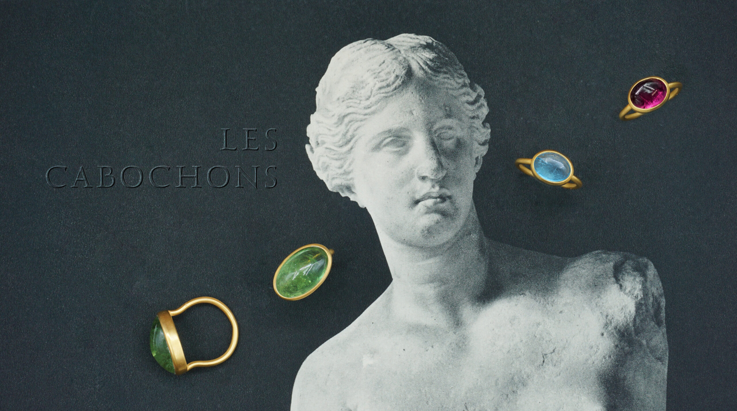 bague cabochon tourmaline verte rose aigue-marine