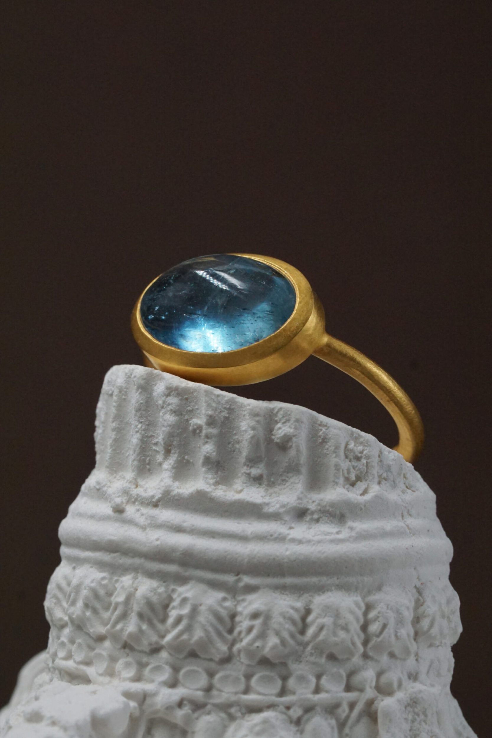 aigue-marine cabochon bague